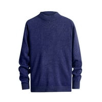 Dukseri za muškarce Jesen i zimski bazični pleteni džemper opušteni-fit dugih rukava sa ovratnikom Čvrsti