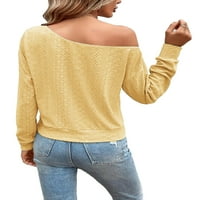 Ženska majica majica s dugim rukavima Jedno rame TEE labav pulover Office Tunic Bluza Yellow XS