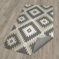 Tanger Kilim krema i siva tepih za dizajn Kavka dizajna