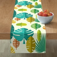 Pamučni saveen trkač stola, 108 - Listovi šareni tropski havajski tiki Veliki lagani print posteljinu