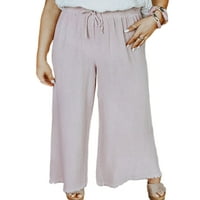 PAZA TROUSERS PREDNOG PAZE ZA ŽENE LIJEVNE Ljetne hlače Elastične struke harem hlače sa crtežom Pink XL