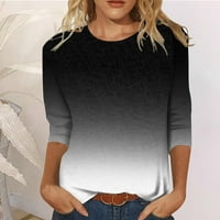Žene casual modne majice s rukavima s rukavima gradijent cvjetni labav bluza s-2xl crna