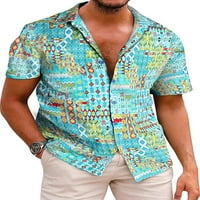 WRCNOTE MENS Cvjetni print Kratki rukav majica Casual Beach Dugme Down Summer Košulja Rever izrez Majica