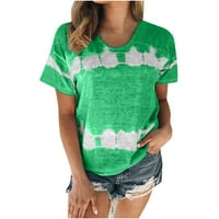 TKLpehg majice za žene Trendi ljetni kratki rukav Boja blok patchwork grafički košulje kauzalne udobne