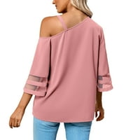 Baywell ženski ljetni vrhovi casual jedno rame kratkih rukava bluze metalna kopča na ramenu majica ružičasta S-XL