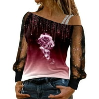 Ženska majica tiskana mreža s dugim rukavima, povremeni trendi mekani dnevni slatki prozračni ženski