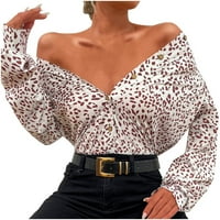 Klasične ženske čvrste vrhove bluze žene ženske modne casual v retckanje rukava s rukavima na majicu