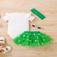 Ljeto sl dan novorođenčad Dječje suknje Set Pisma Ispis Romper točkice Green Tulle Suknje za glavu
