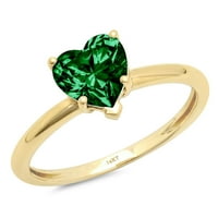 2.0ct srce rezano zeleno simulirano smaragdno 14k žuto zlatni godišnjica zaručničke prstene veličine