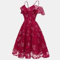 Žene Vintage Princess cvjetna čipka dekolte za zabavu Aline Swing haljina