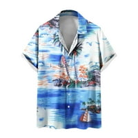 Funicet muške ljetne košulje Havajske majice casual gumb dolje majice okrugli ovratnik kratkih rukava