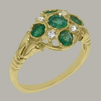Britanci napravio 14k žuto zlato prirodno smaragdno i kubično zirkonij ženski Obećani prsten - Opcije