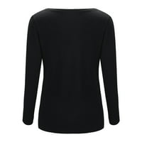 Dugi rukav čvrsta blusa casual vrhovi V-izrez Moda za žene Crna m