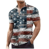 Hanas muške košulje američke američke zastave sa kratkim rukavima V izrez na plaži košulju na plaži
