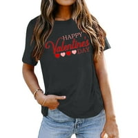 Hanas vrhovi ženski dan zaljubljenih za Valentinovo, majica za okrugli vrat kratki rukav sivi xxl