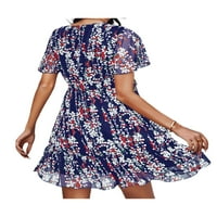 Žene Ljeto Boho cvjetna haljina V izrez A-line labavi plus veličina kratkih rukava Swing midi casual