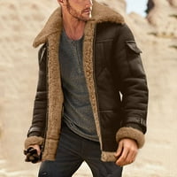 Muškarci plus veličina zimski kaput rever ovratnik dugih rukava kožna jakna vintage zgušnjava kaput