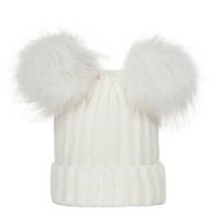 Hats Baby Boys Girls Winter Solid Color Knit Hat Beanie Hairball Topla kapa bijela