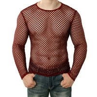 Muški dugi rukav Vidite kroz mrežnu mrežnu majicu Casual Muscle Gym Tee bluza m