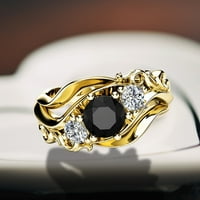 Modna cvjetna linija crne cirkonske prsten dame prsten dijamantski prsten za žene zvoni zlato