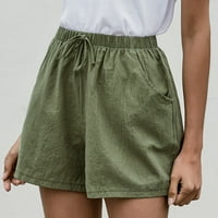 Žene Ljeto Povucite kratke hlače Casual baggy trendi pamučne posteljine kratke hlače elastične strukske