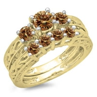 DazzlingRock kolekcija 1. Carat 14K šampanjac Diamond Vintage Stone modernog prstena CT, žuto zlato,