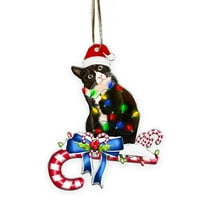 Crna mačka božićna stablo viseći ukras za mačje ljubitelje poklon j de xmas d3r4