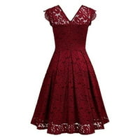 CETHRIO Ljetna haljina - Modna čipka Partm Ridge Ležerne košulje V-izrez bez rukava bez rukava