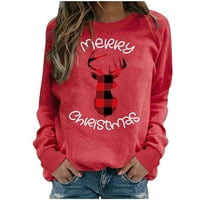 Ženski božićni print za božićnjak sa dugim rukavima Ležerne prilike pulover za bluzu vruće8sl4487648