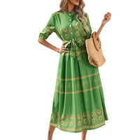 Gotyou haljine Ženska rukavska rukavska haljina od pet četvrtine zelene s