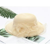 Žene Organza Kentucky Derby Cap čipka Cvijeta širokim rubom Ljetni šešir za sunčanje za vjenčanje crkve
