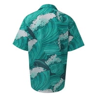 Beeyaso muns casual labav havajska kolekcija za ispis kratki rukav top lapel majica na plaži L l