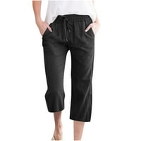 Asdoklhq Womens plus veličine zasebne hlače, modne ženske ležerne u boji elastične labave hlače ravno