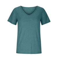 Aueoeo vrhovi za žene, ženske ljetne casual majice V izrez kratkih rukava majice, čvrsti bluze labavi tunički vrhovi bluze