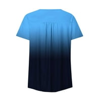 Ženski trendov slobodni tunik vrhovi klirence odjeća V izrez Pulover Prodaja gradijentne majice Modne ljetne kratke rukave Ležerne prilike Comfy gumb Plute Blue XXL