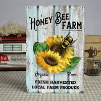 Pčele i suncokrete Metal Tin Sign Honey Bee Farm Farm Freseusped Local Farm Proizvođač Retro poster za dom Najbolji farmi dekor Poklon Pair Slikanje zidova