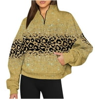 Hoksml Dukmirt za žene pogodne za jesen i zimsku modu Ležerni Labav Leopard tiskani ženski duks V-izrez