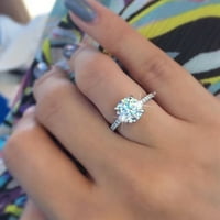 CPTFADH prstenovi za žene Srebrna geometrija kružna križa Četiri kandže zaručni prsten Full Diamond
