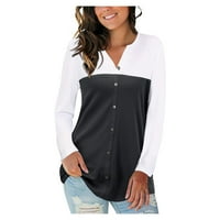 Košulja Žene Dugme s dugim rukavima Dole Majica Boja Blok Ležerne prilike labave tuničke vrhove Bluze
