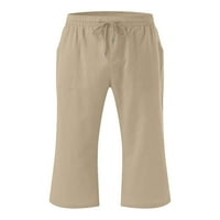 LUMENTO WOOD HAANT hlače sa čvrstim bojama visoki struk Capri hlače vreća dna široke marelice za noge