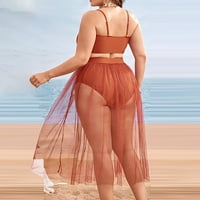 Plus sizen ženska suknja od čvrstog boja Bikini set za kupanje i odjeću za plažu za kupaće kostime za žene kratak kupaći odjevanje s pokrovne postavljene