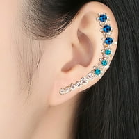 Sehao Minđuše naušnice za žene kristali uši manžete obruče srebrne minđuše sa cirkonijom nakit za klirens plavi