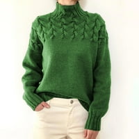 Huachen ženski džemper Turtleneck casual dugih rukava V izrez Čvrsta labava Chunky Knit pulover vrhove