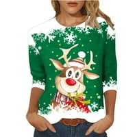 Oslinske majice za žene modne dame labave casual slatka crtana moosa rukav rukav bluza božićna trendy