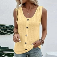 Entyinea ženski ljetni tenkovi modni u vrat na majicama bez rukava bez rukava s labavim majicama žuti