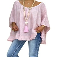 Eleluny Women rukav labav majica Tunic Tops casual bluza plus veličina ružičasta 5xl