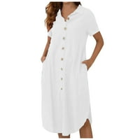 Gotyou haljina ženska casual moda solidna boja labava polovica rukava džep dress dress white xl
