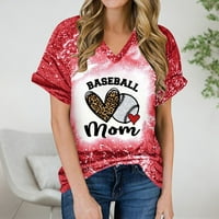 Zodggu majčin dan Grafički osnovni tinejdžeri za žene Trendy kratki rukav ženski vrhovi bejzbol mama