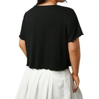 Ženska casual obična okrugla vrata crne plus majice veličine 2xl