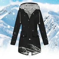 Vivianyo HD ženska zgušnjava runo obložen jakna sa zatvorenim kaputom sa džepovima crna